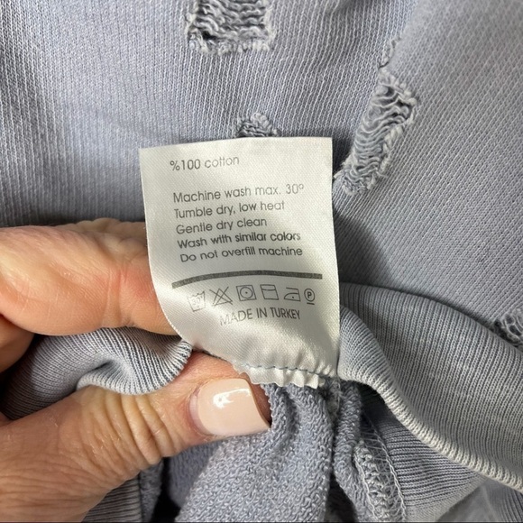 Sincerely Jules Quinn Distressed Crewneck Sweatshirt Blue Destructed Size XS - Picture 9 of 9